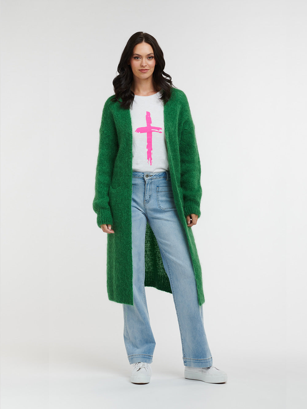 Mohair Contina Knit Cardi - GREEN