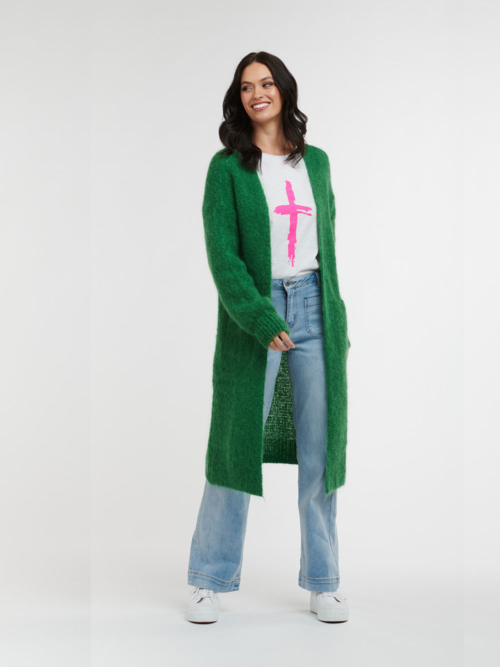 Mohair Contina Knit Cardi - GREEN
