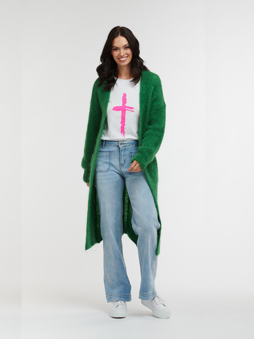 Mohair Contina Knit Cardi - GREEN
