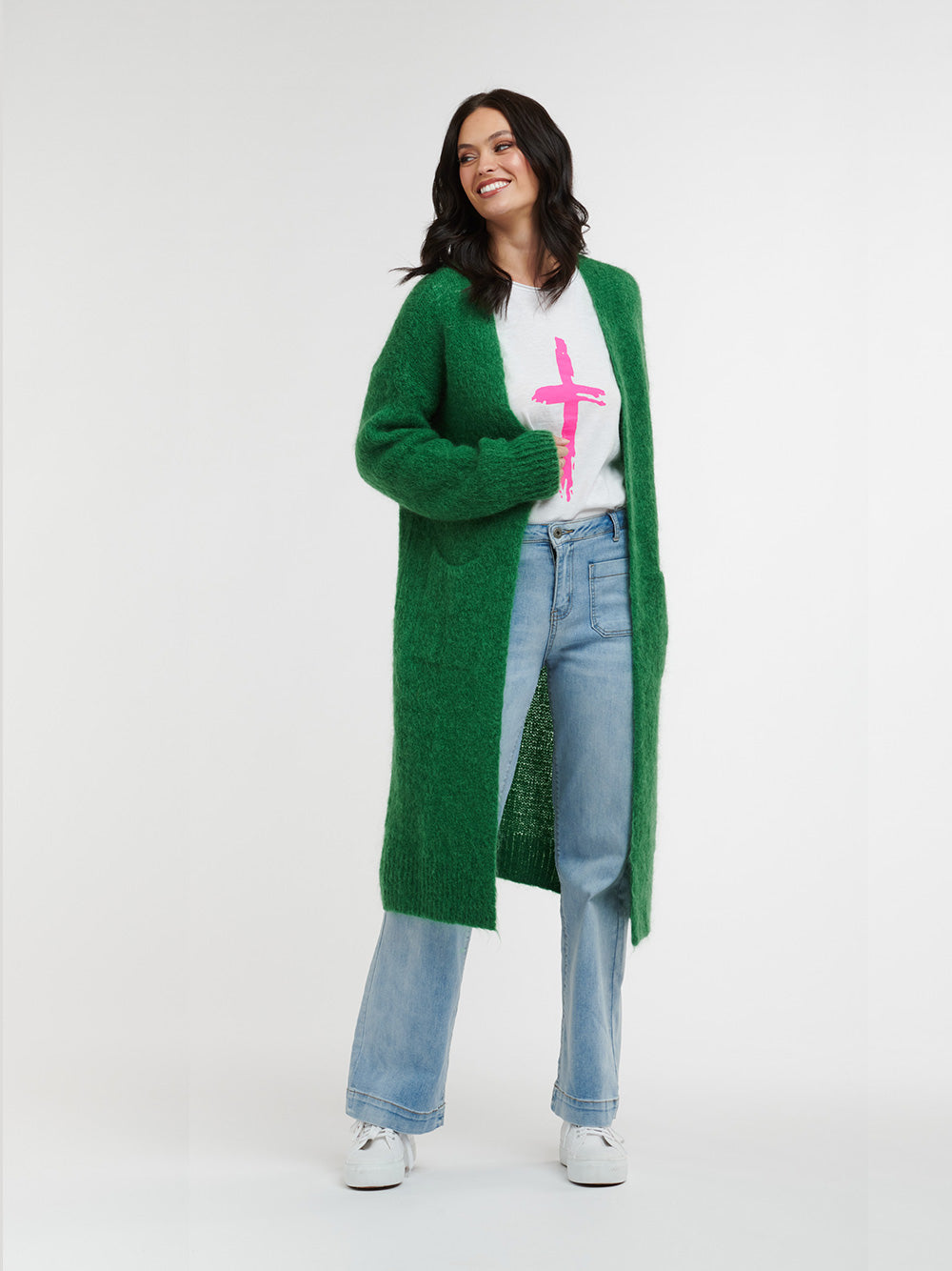 Mohair Contina Knit Cardi - GREEN