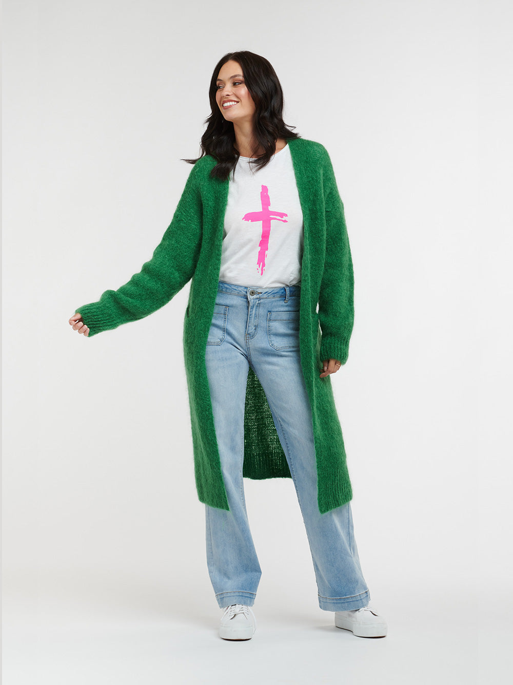 Mohair Contina Knit Cardi - GREEN