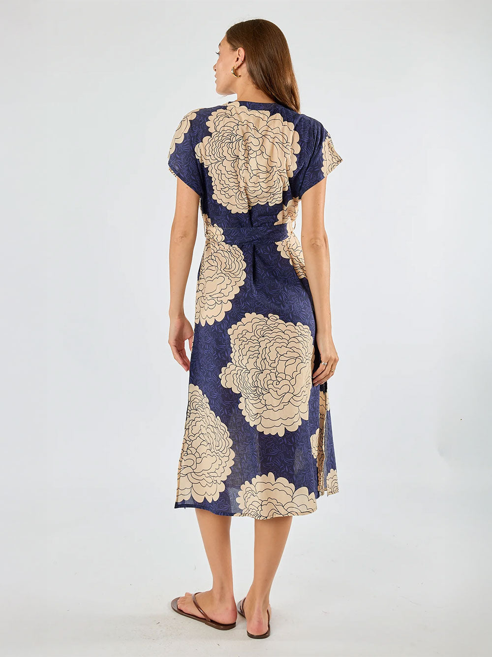 Orient Capped Sleeve Dress - NAVY