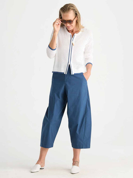Pointelle Zip Cardigan - WHITE