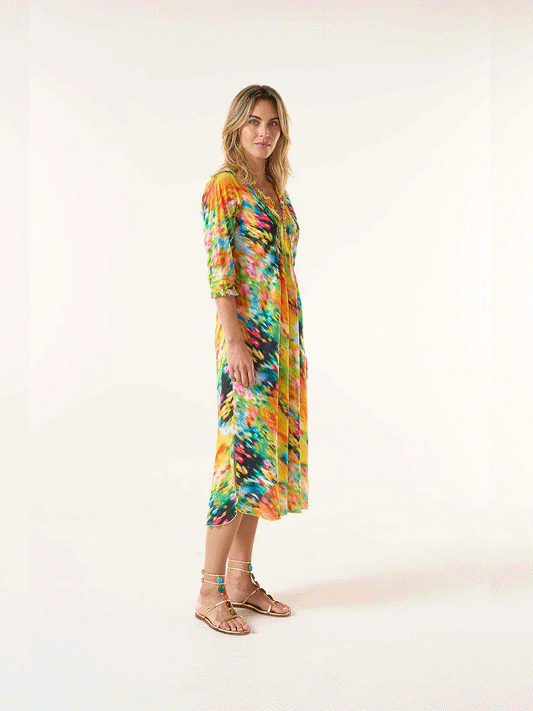 Long Poppy Cotton Dress - ITHACA YELLOW