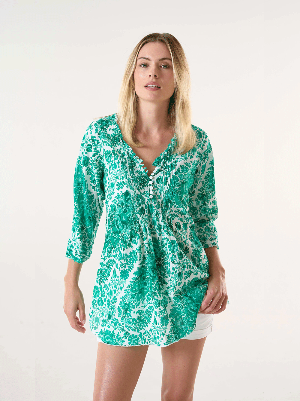 Poppy Cotton Top - ST TROPEZ EMERALD