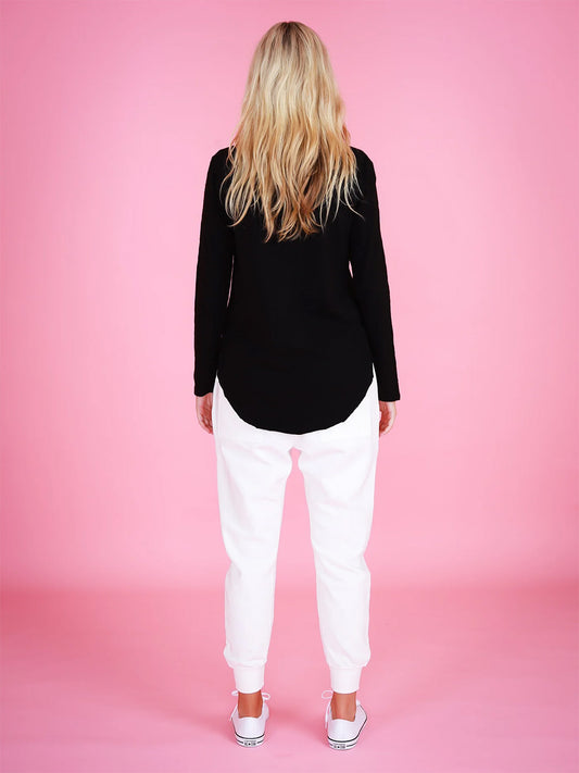 Portsea Long Sleeve Top - BLACK