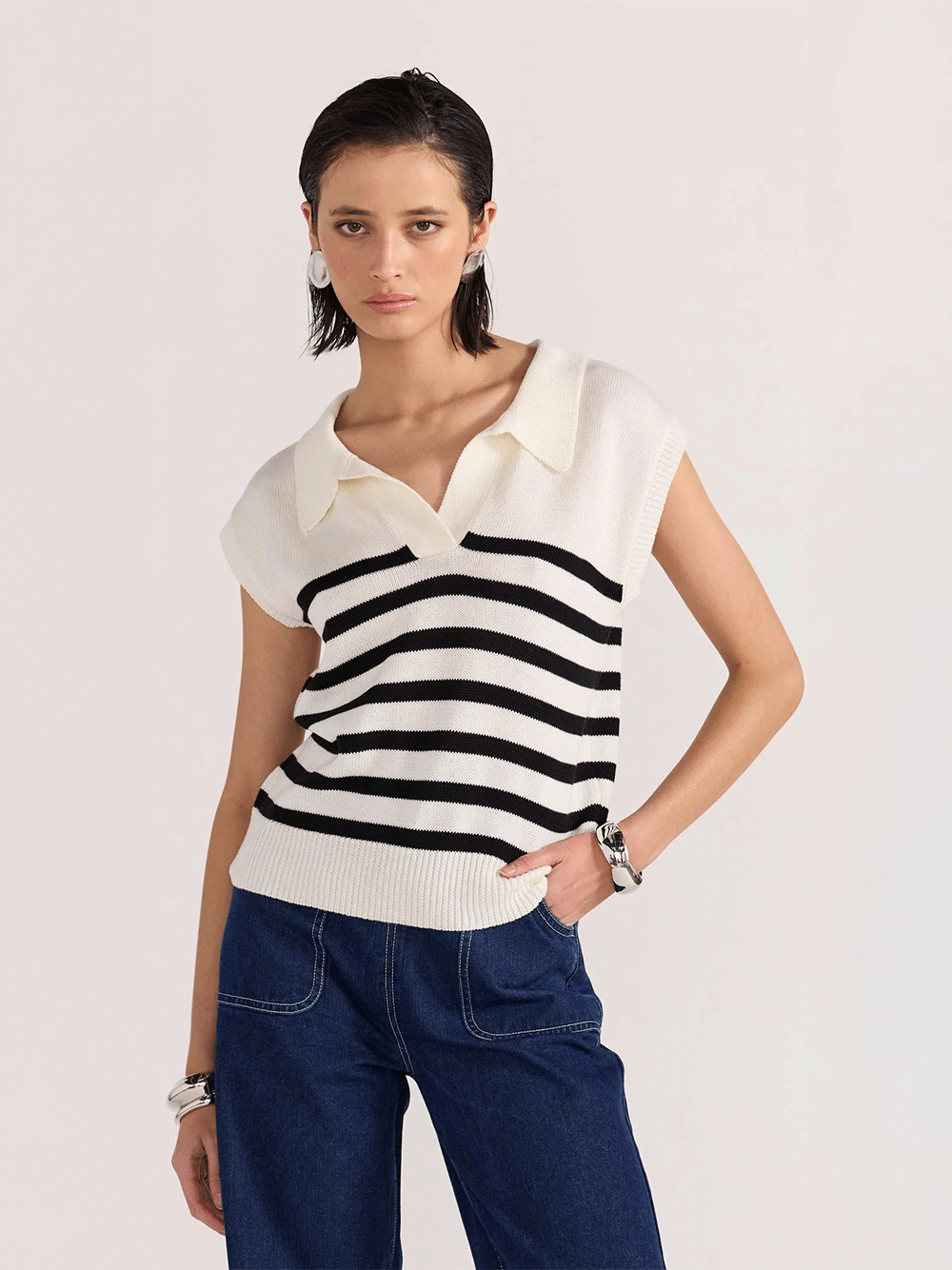 Remi Stripe Polo Knit