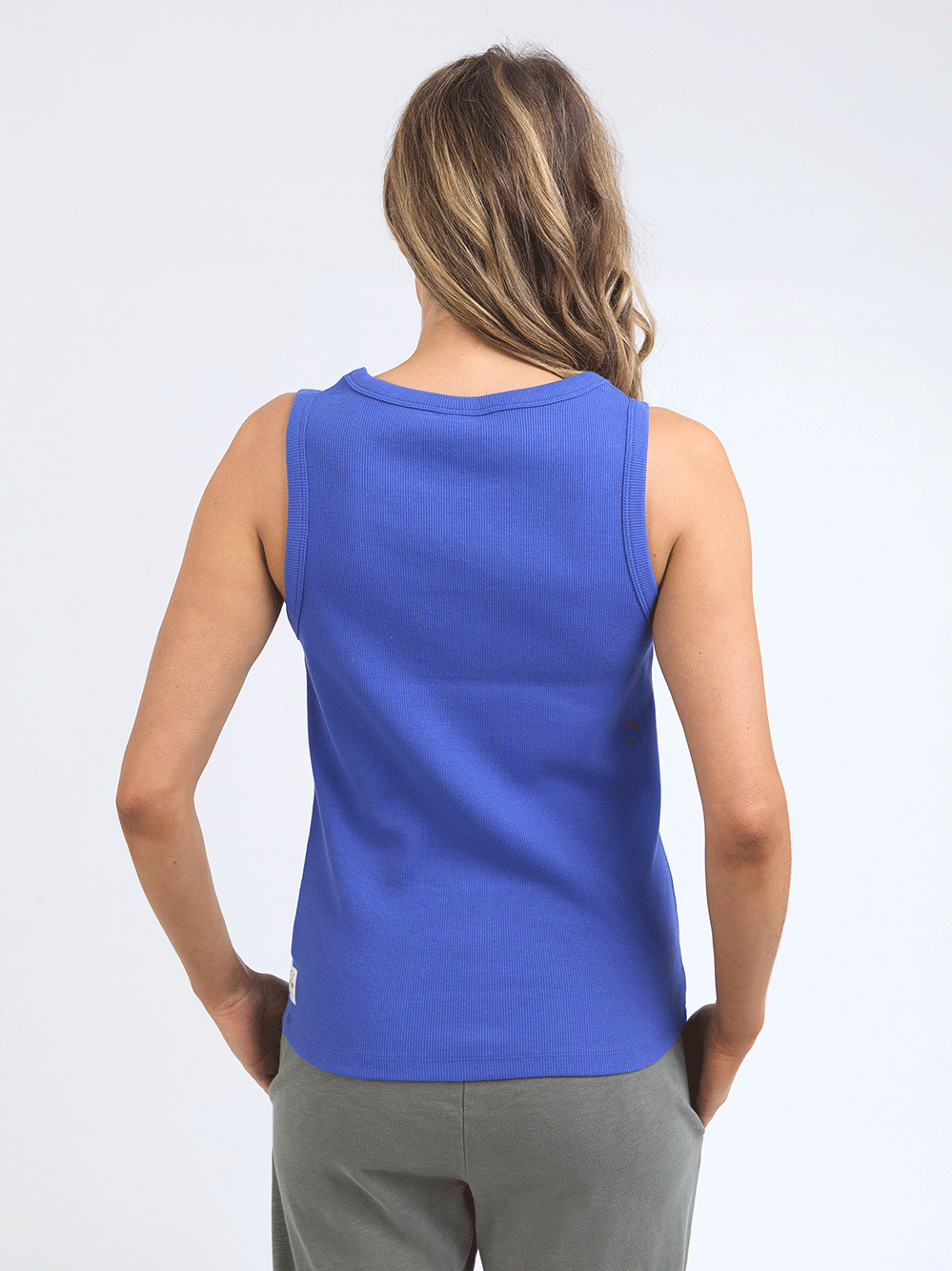 Ribbed Crew Neck Tank - BLUE