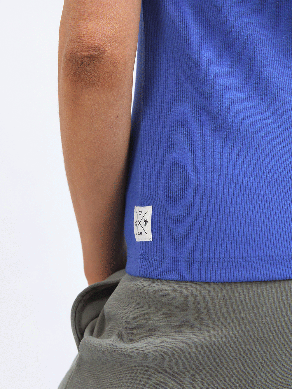 Ribbed Crew Neck Tank - BLUE