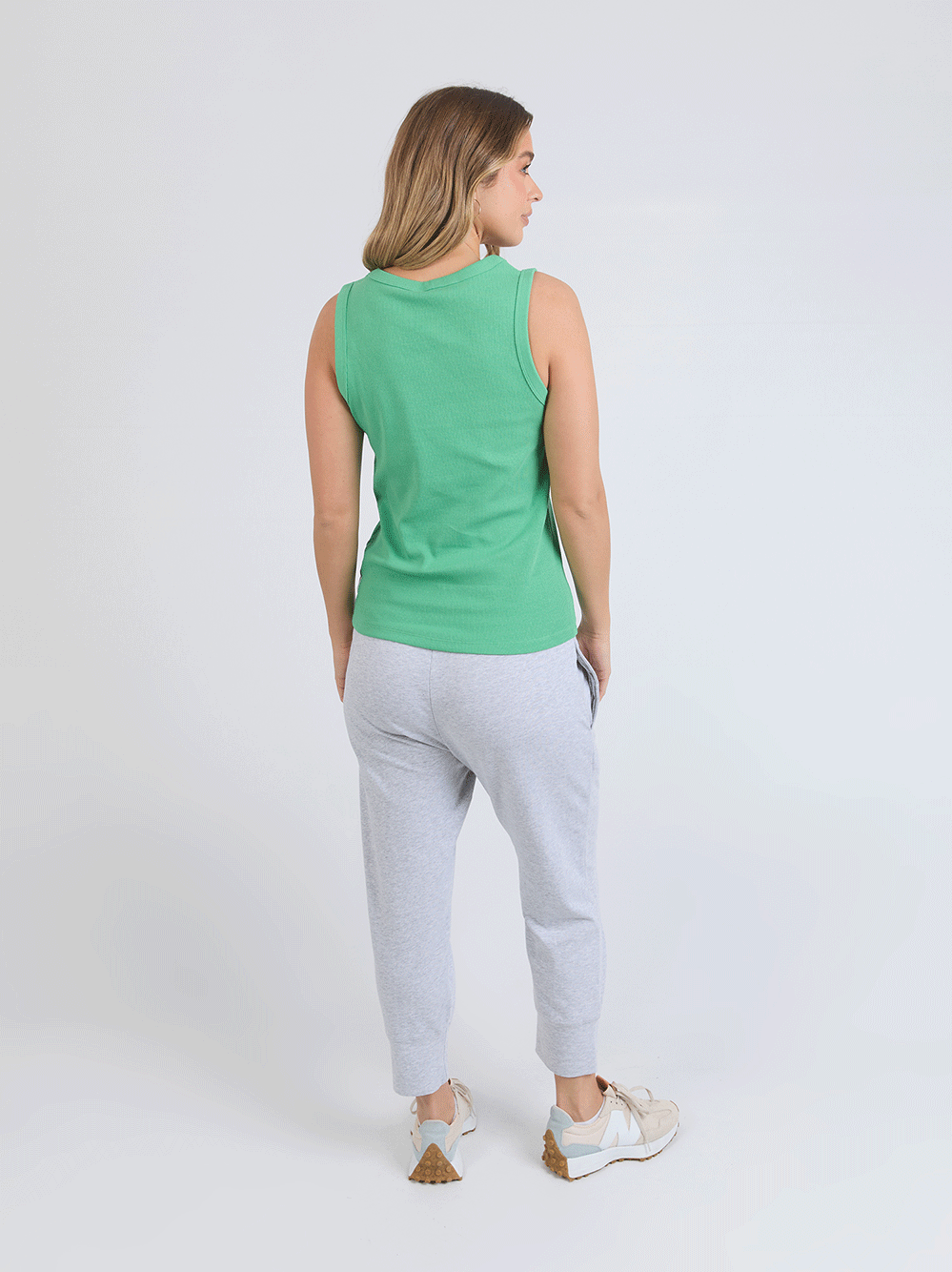 Ribbed Crew Neck Tank - GREEN