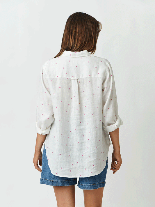 Linen Boyfriend Shirt - ROSIER PRINT