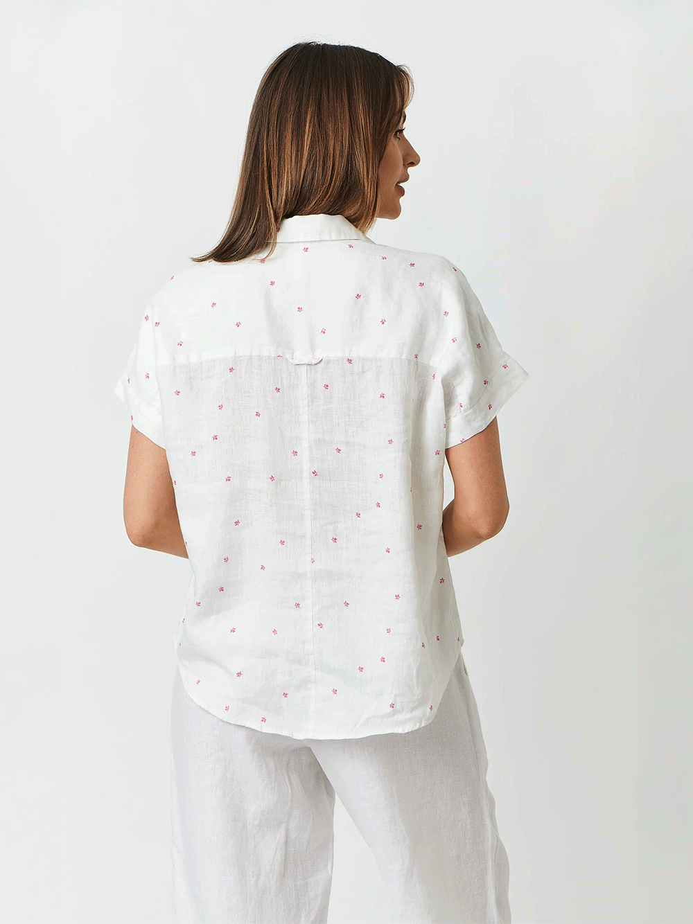 Linen Short Sleeve Shirt - ROSIER PRINT