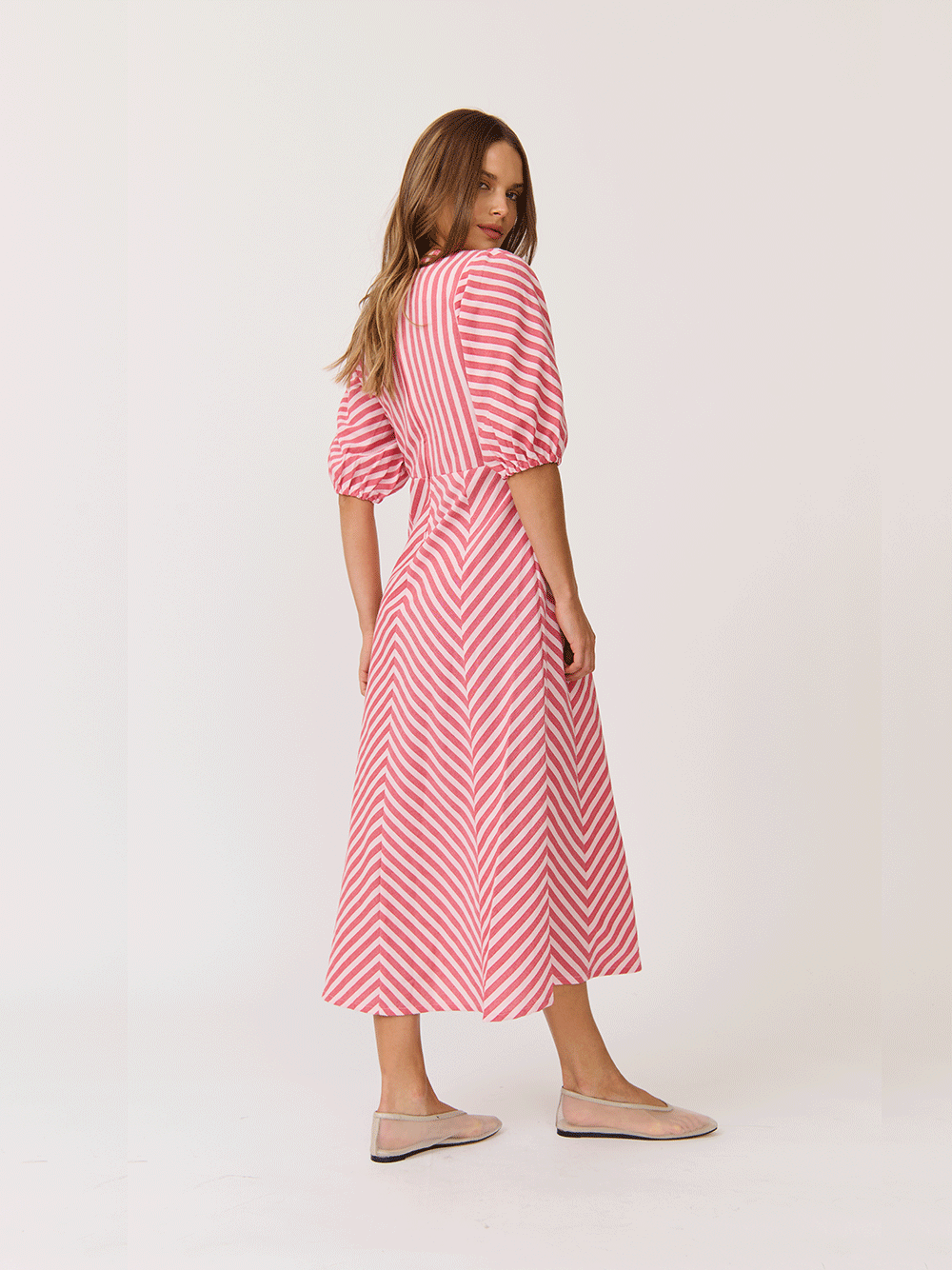 Roza Midi Dress - CHERRY STRIPE