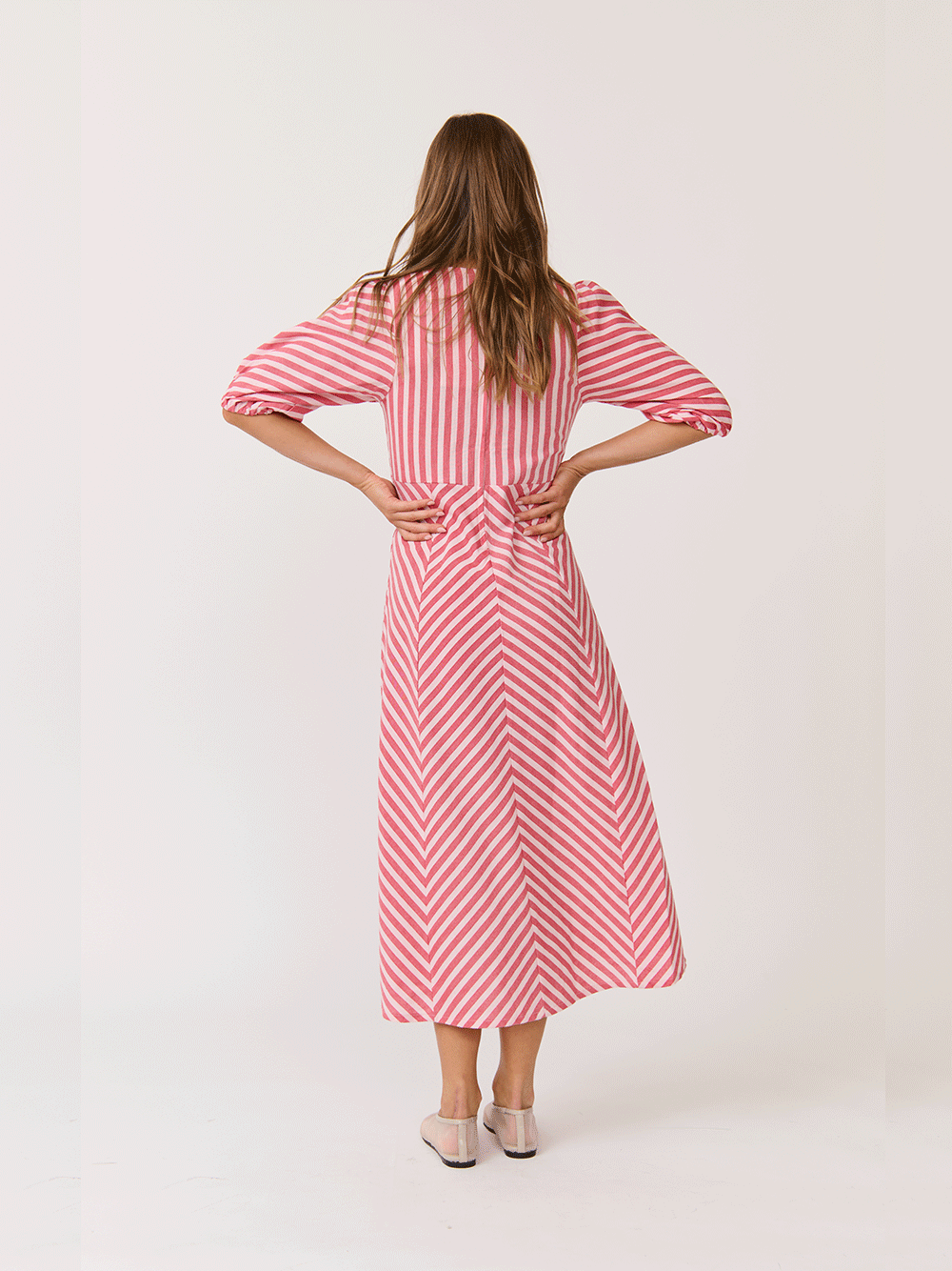 Roza Midi Dress - CHERRY STRIPE