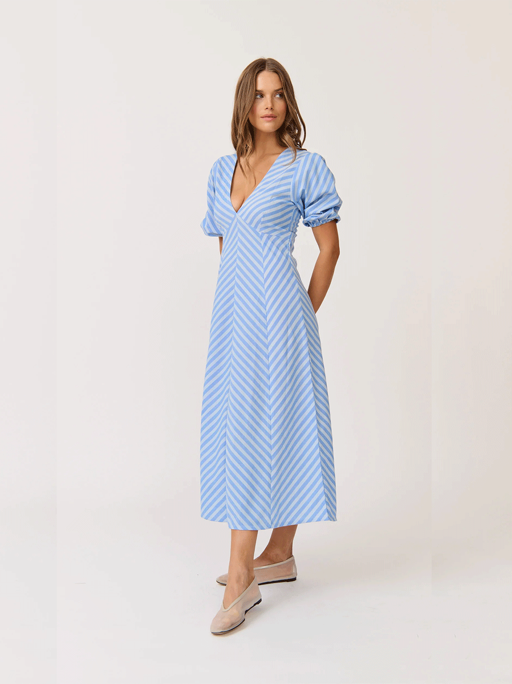 Roza Midi Dress - OCEAN STRIPE