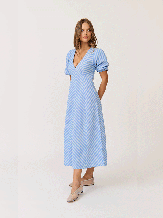 Roza Midi Dress - OCEAN STRIPE