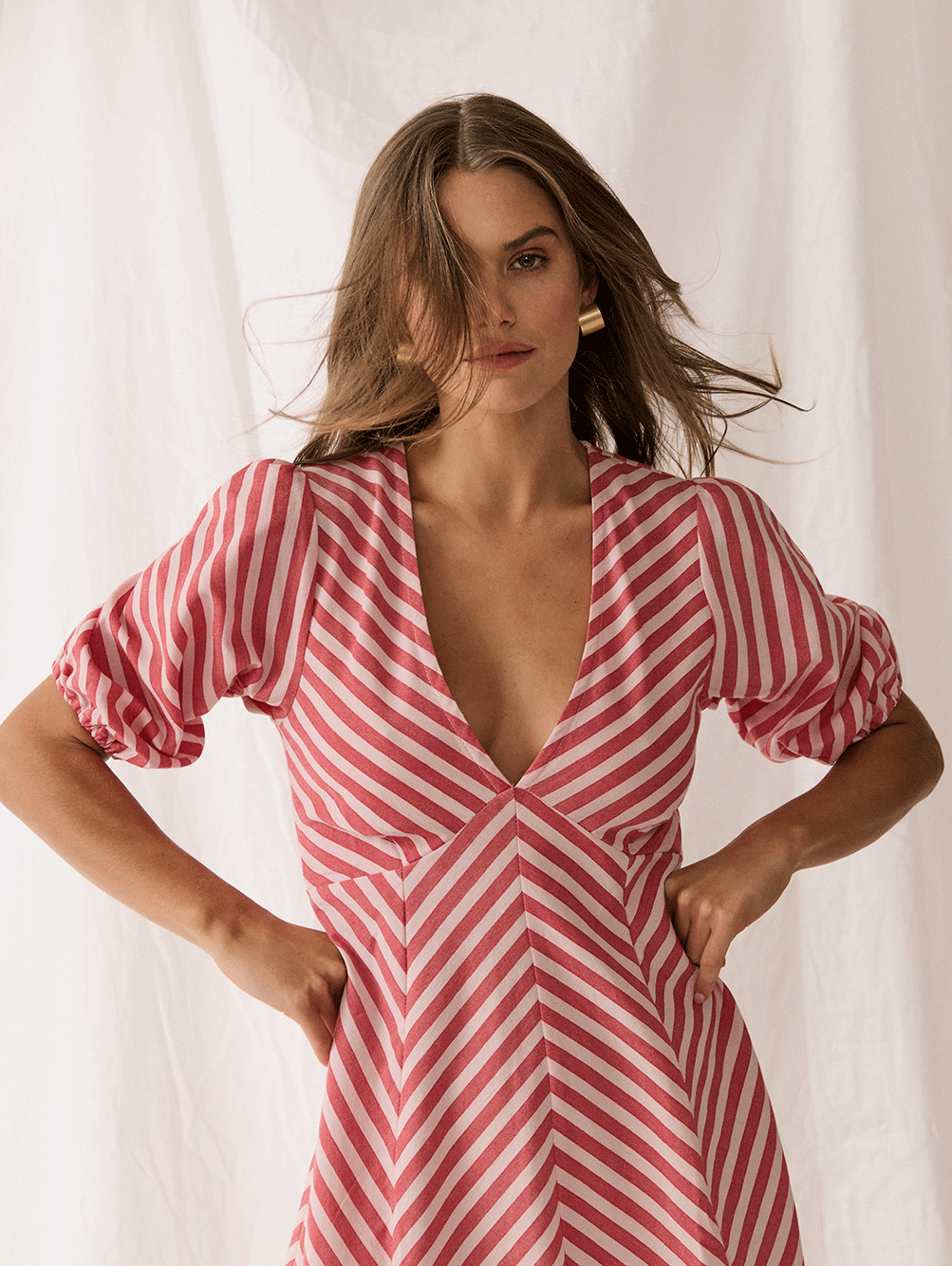 Roza Midi Dress - CHERRY STRIPE