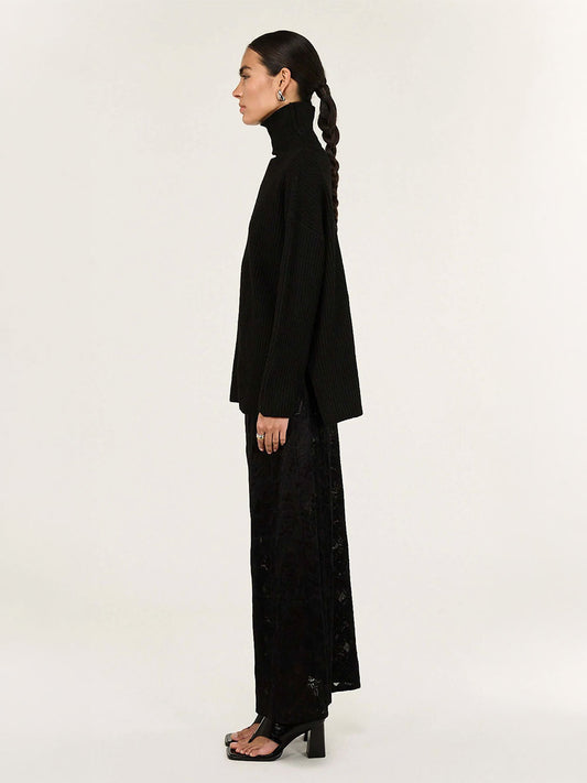Sabine Roll Neck - BLACK
