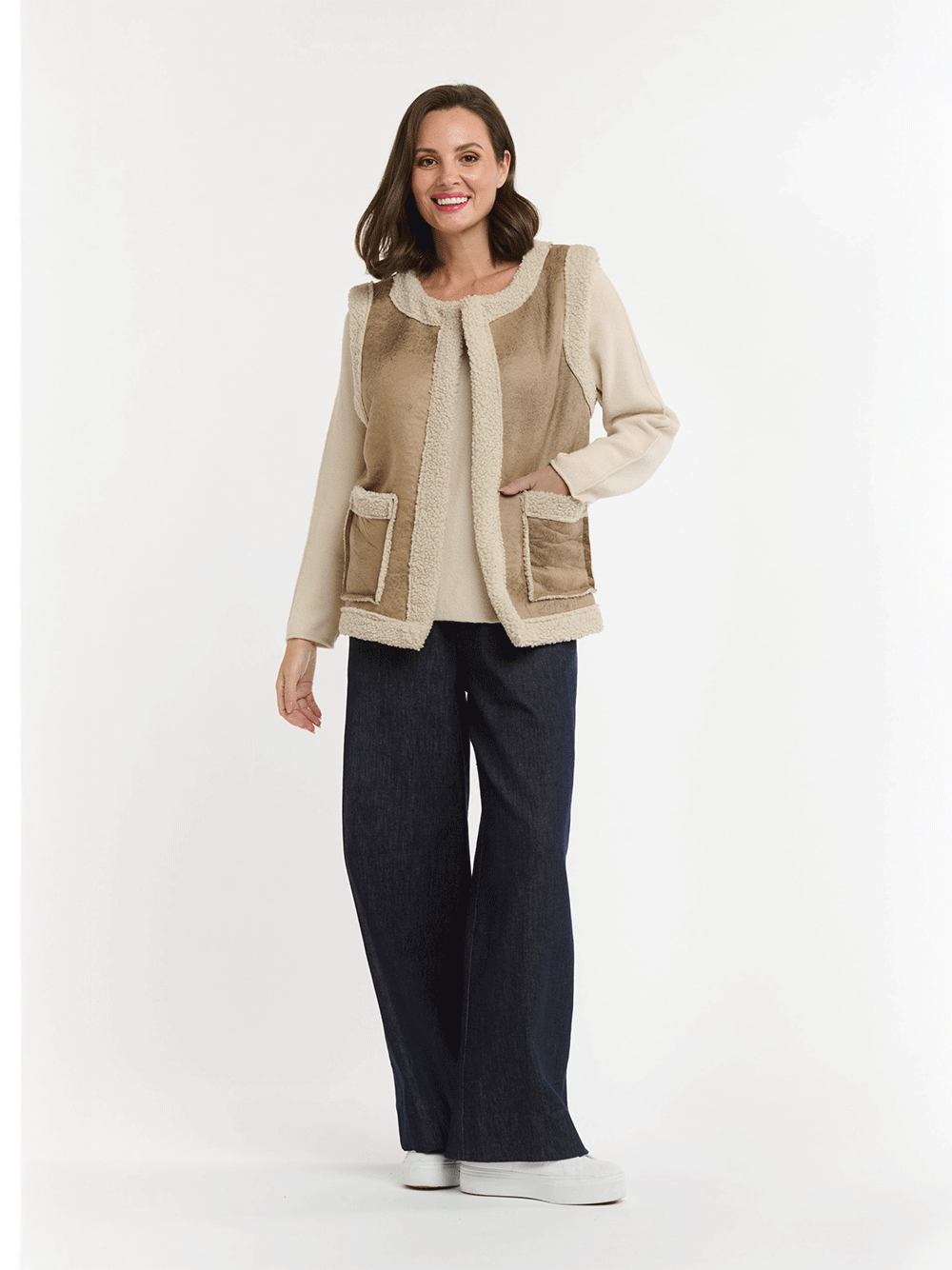 Shearling Vest - BEIGE