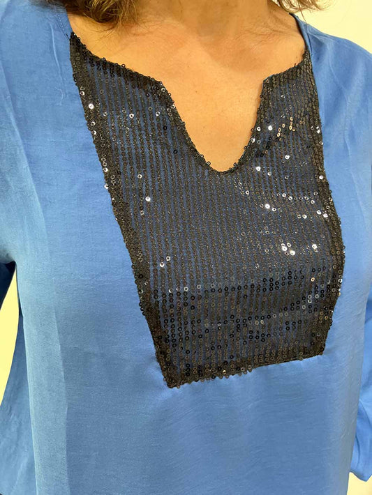 Siracusa Sequin Top - BLUE