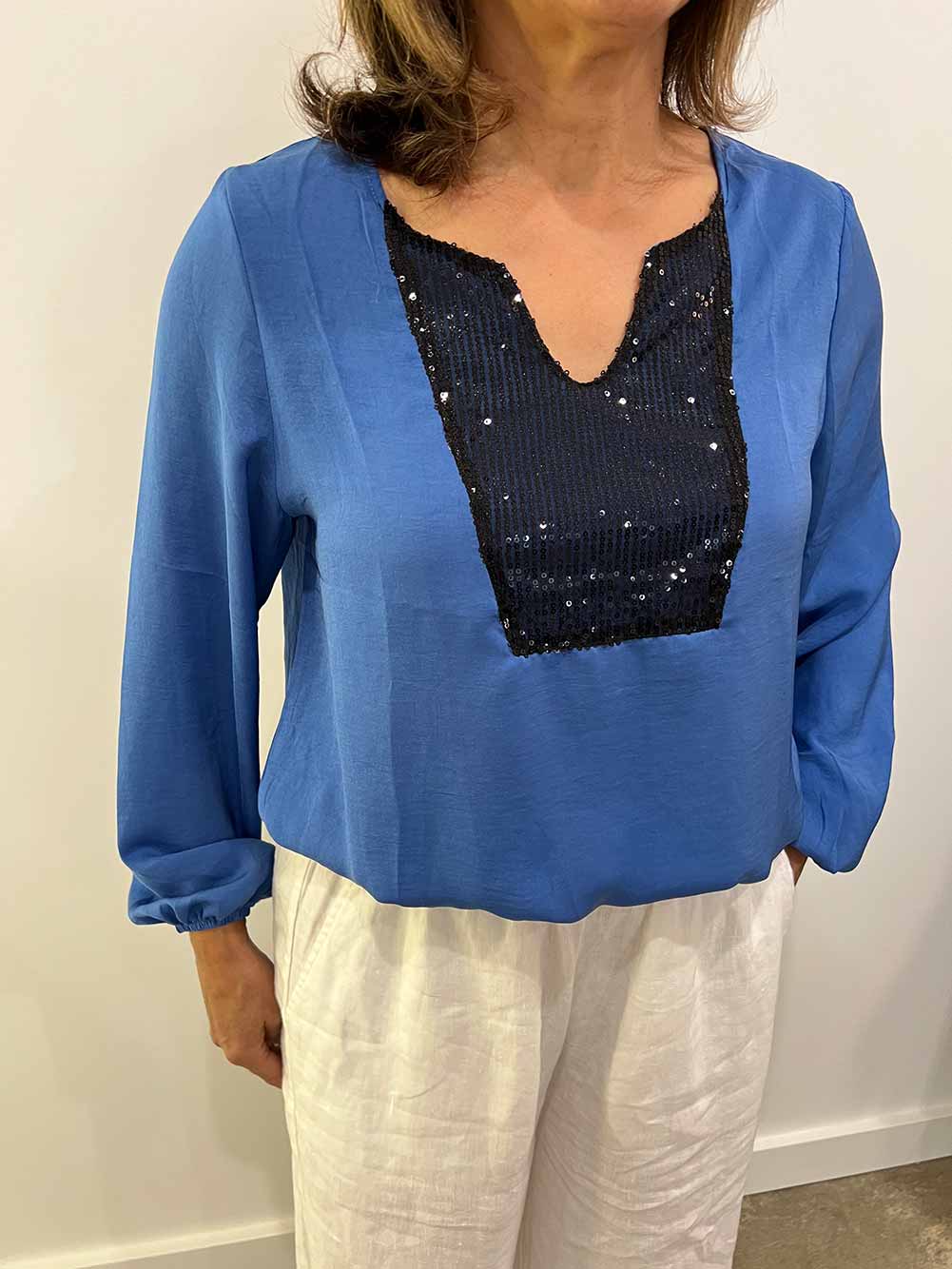 Siracusa Sequin Top - BLUE