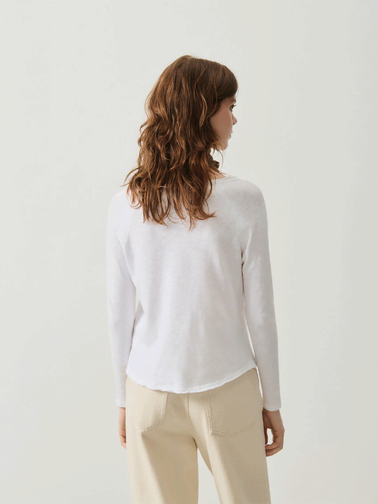 Sonoma Boat Neck Long Sleeve Top - WHITE