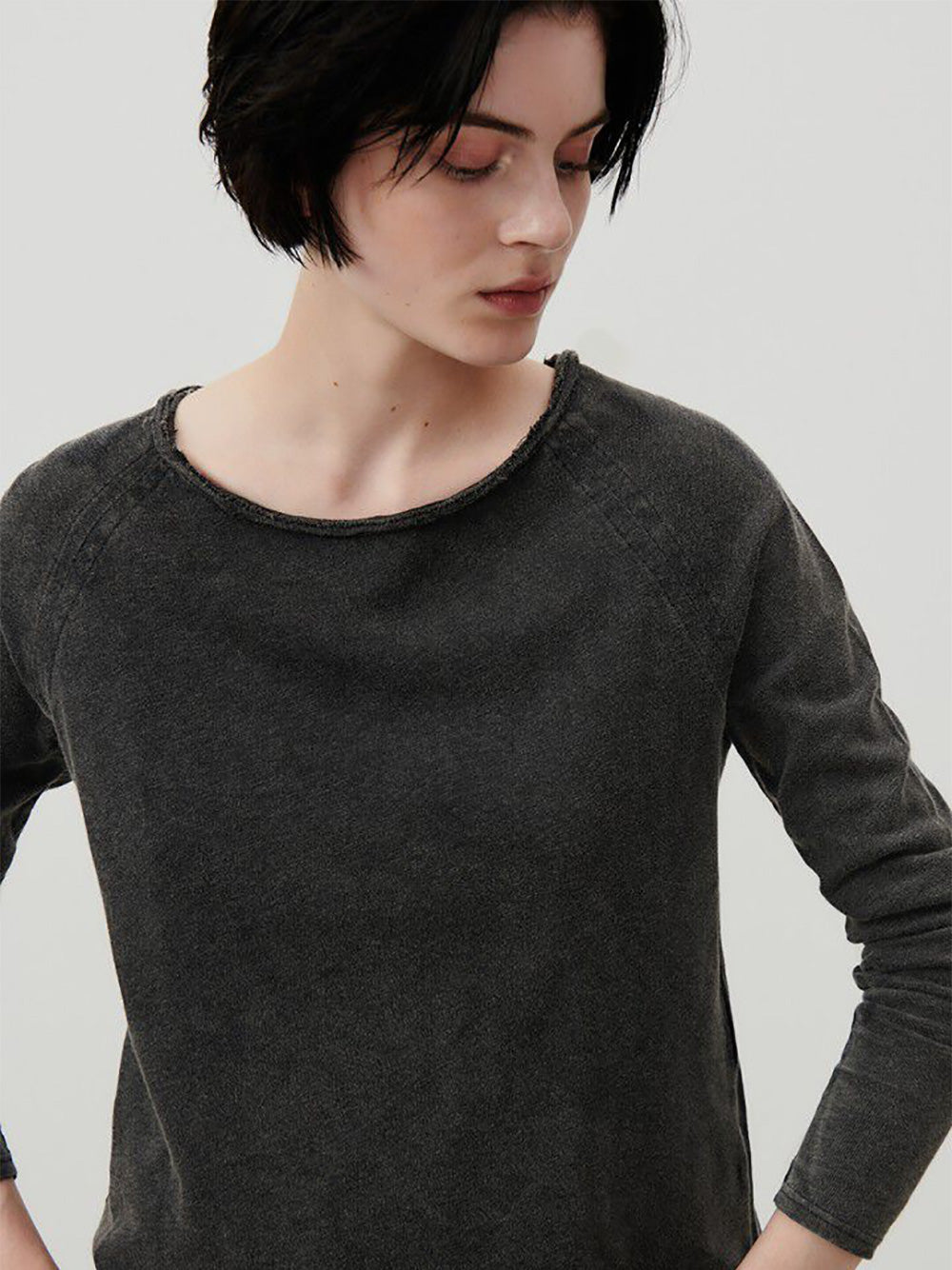 Sonoma Boat Neck Long Sleeve Top - VINTAGE BLACK