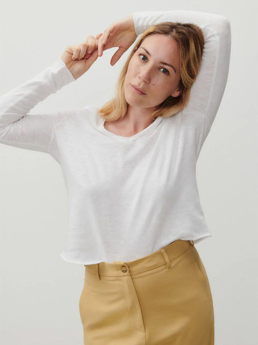 Sonoma Long Sleeve V-Neck Top - WHITE