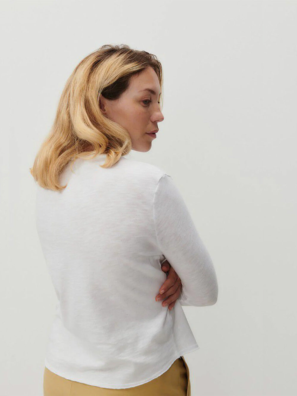 Sonoma Long Sleeve V-Neck Top - WHITE