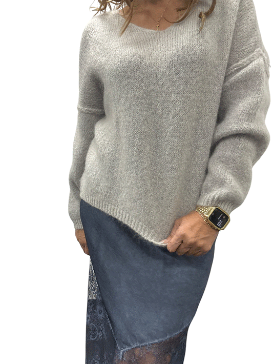 Tromboli V-Neck Knit - PEARL