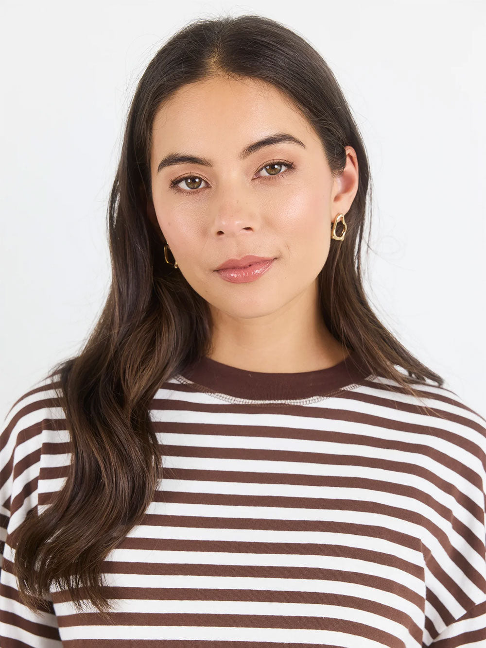 United Stripe Long Sleeve Tee - CHOC/WHITE