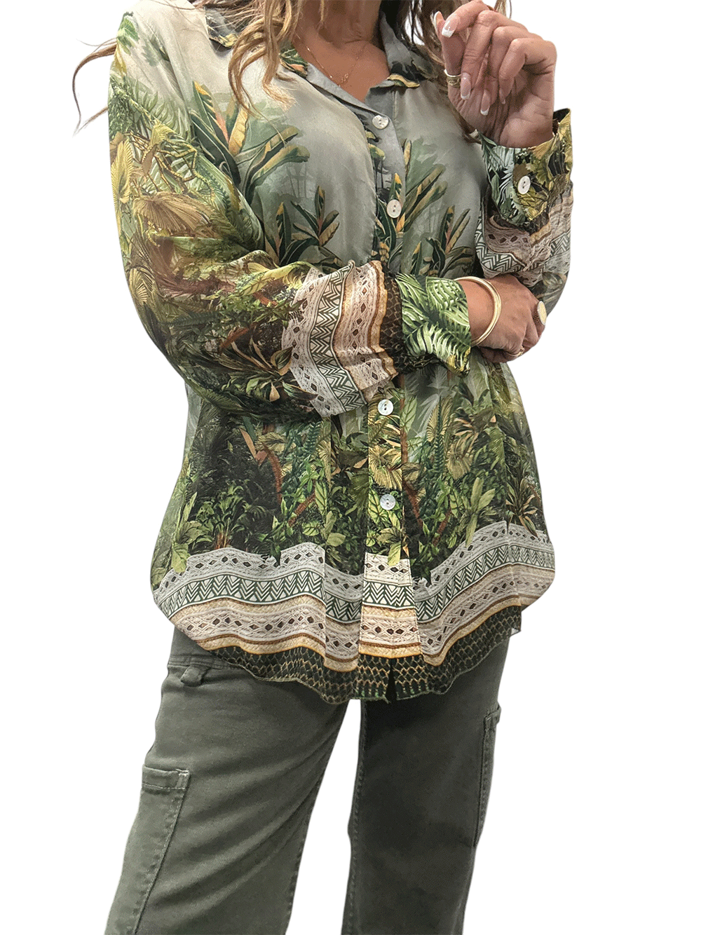 Vacanza Jungle Silk Shirt - MILITARY