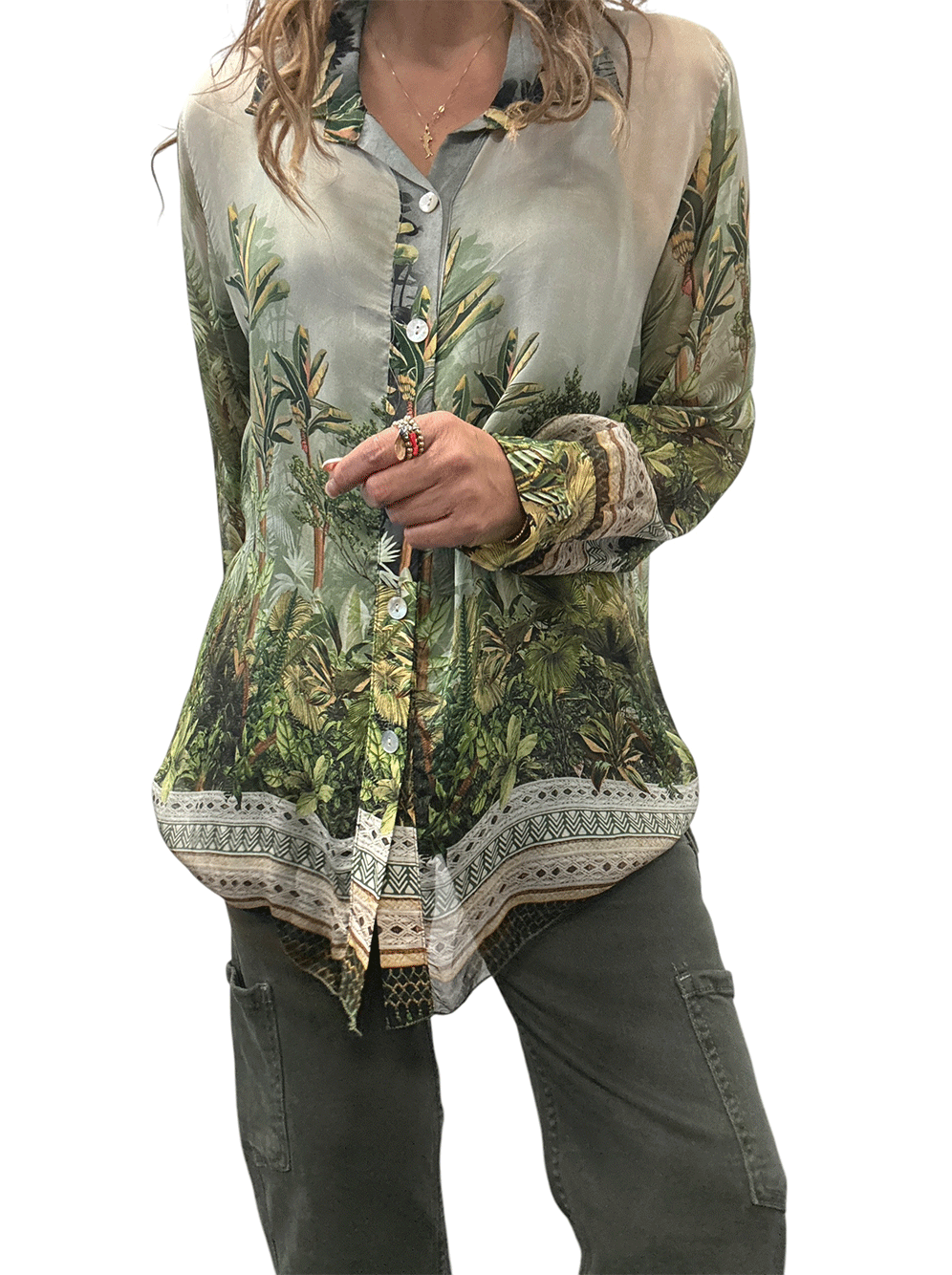 Vacanza Jungle Silk Shirt - MILITARY