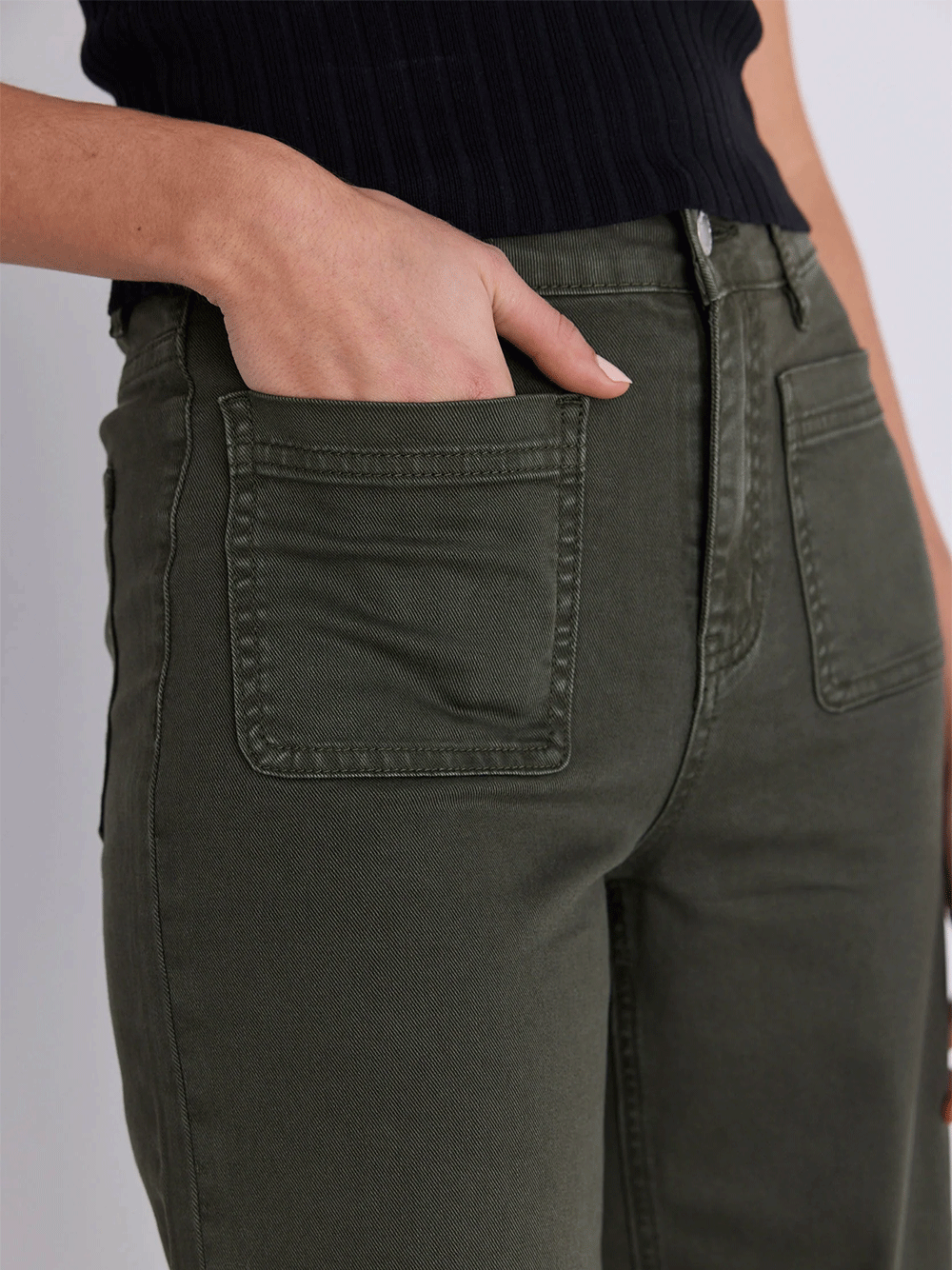 Zoey High Rise Wide Leg Pocket Jeans - DARK KHAKI