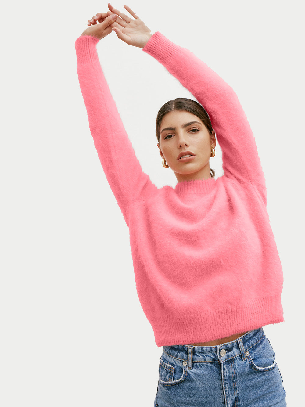 Adele Cashmere Crew Neck Knit - PUNCH