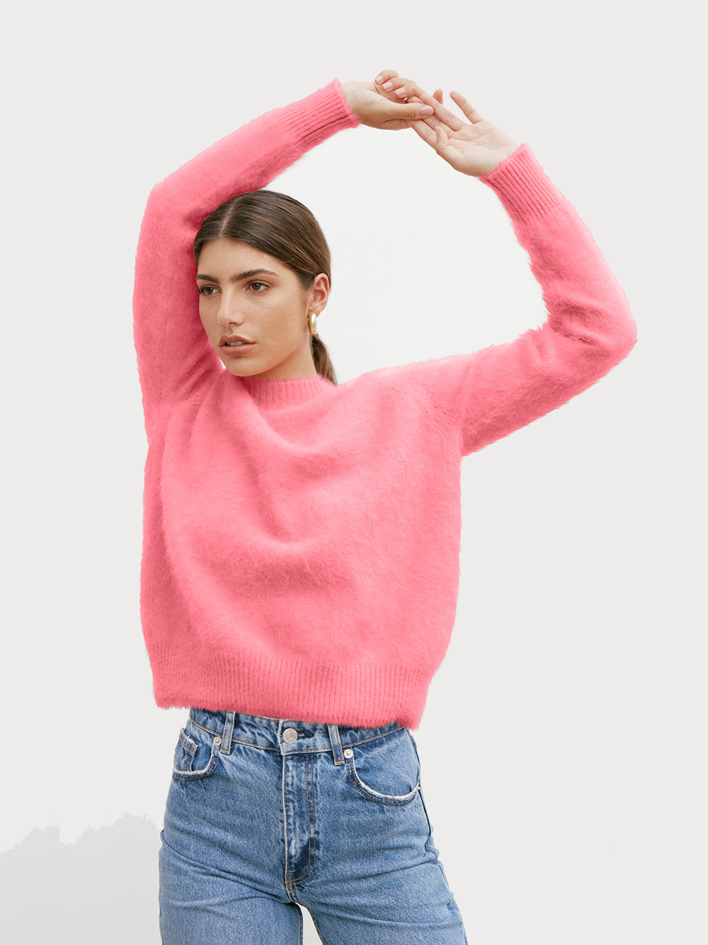 Adele Cashmere Crew Neck Knit - PUNCH