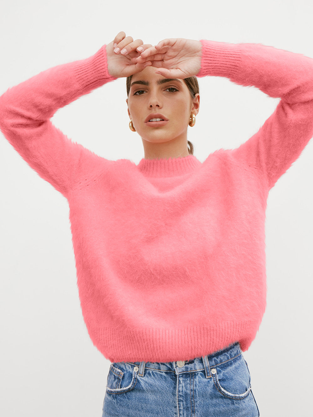 Adele Cashmere Crew Neck Knit - PUNCH
