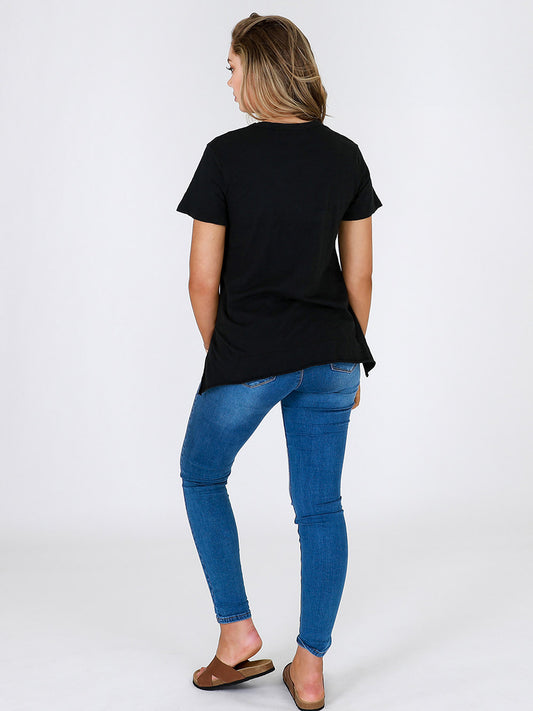 Austin Scoop Neck Tee - BLACK