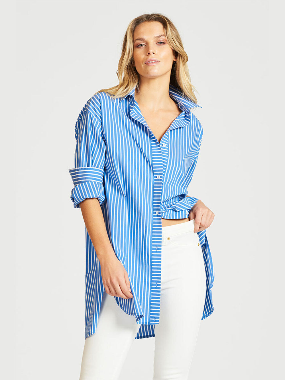 Boyfriend Oversized Shirt - AZURE STRIPE