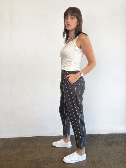 Stripe Linen Pants - COAL