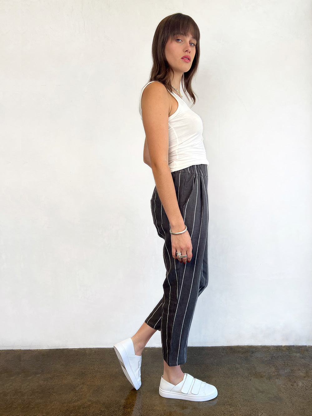 Stripe Linen Pants - COAL