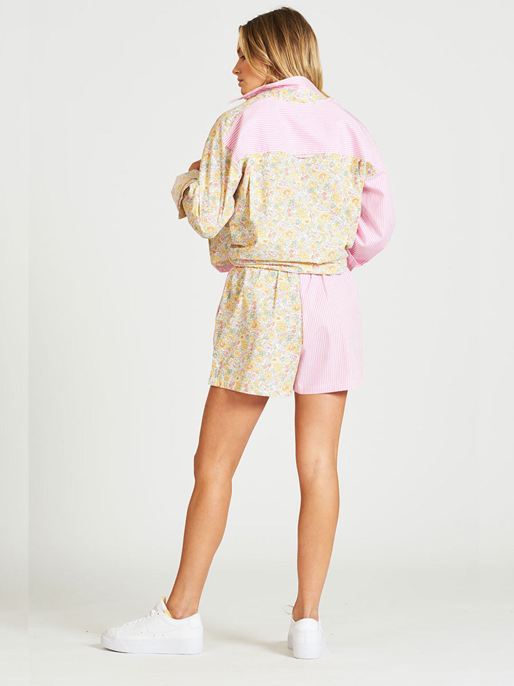 Oversized Floral Combo Boyfriend Shirt - PINK