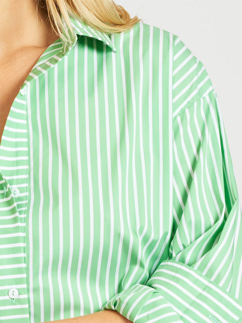 Boyfriend Oversized Shirt - APPLE GREEN STRIPE