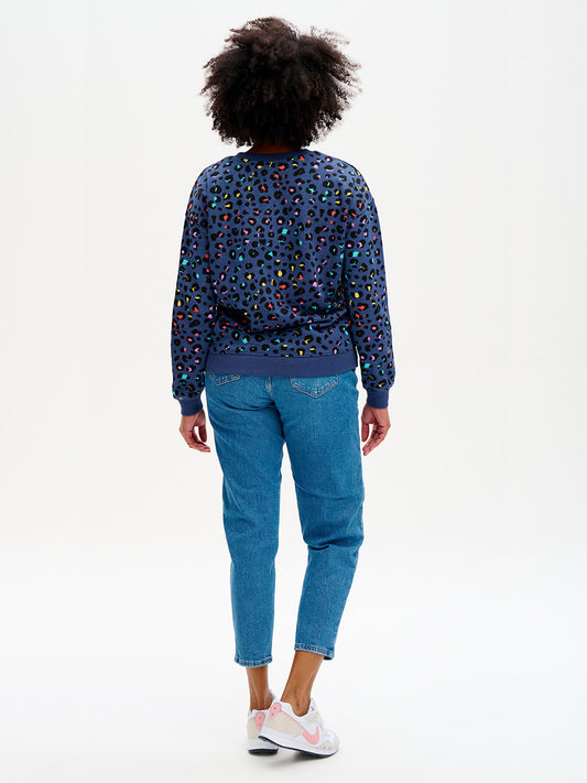 Noah Sweatshirt - NAVY RAINBOW LEOPARD