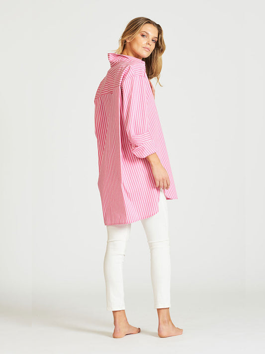 Boyfriend Oversized Shirt - ROSE STRIPE