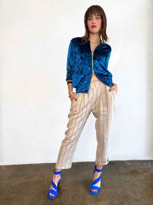 Stripe Linen Pants - NATURAL