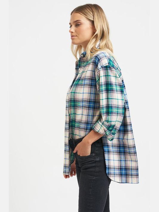 Classic Flannie Shirt - BLUE GREEN COMBO