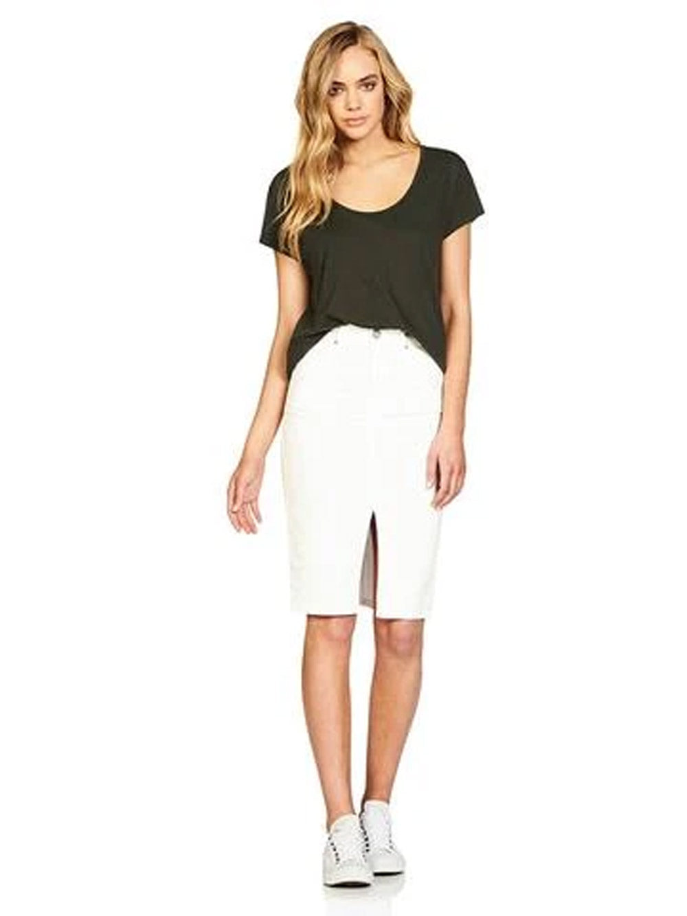 Sienna Denim Skirt - White