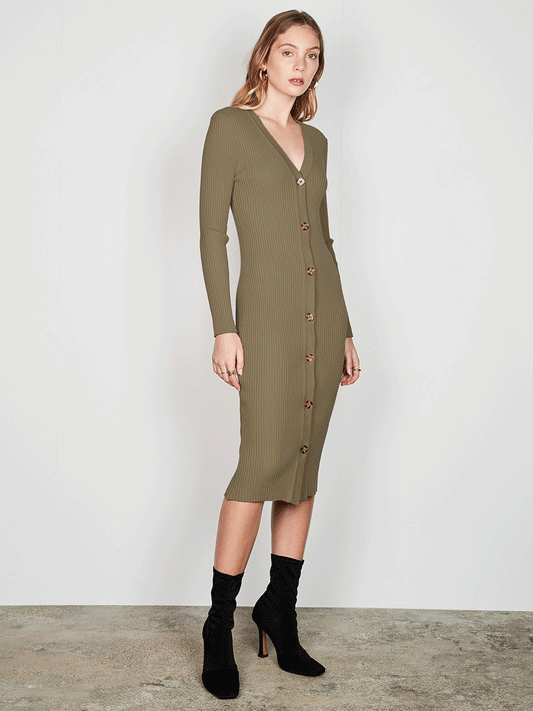 Sonia Knit Dress - KHAKI