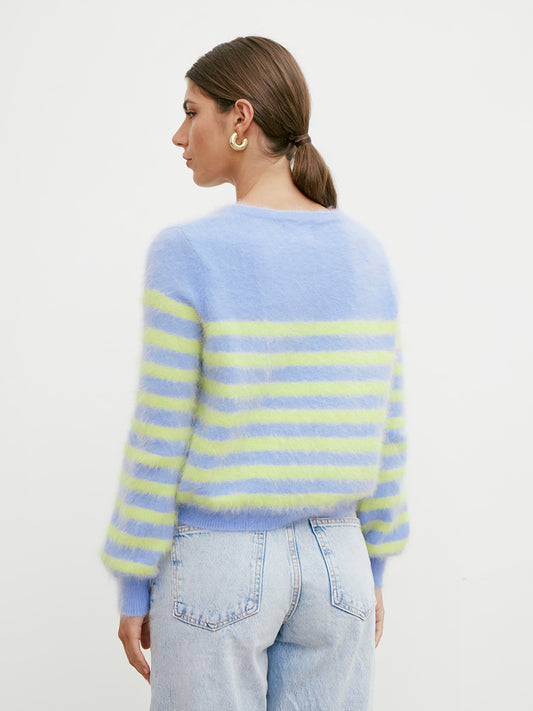 Tara Cashmere Stripe Knit - PERRIWINKLE